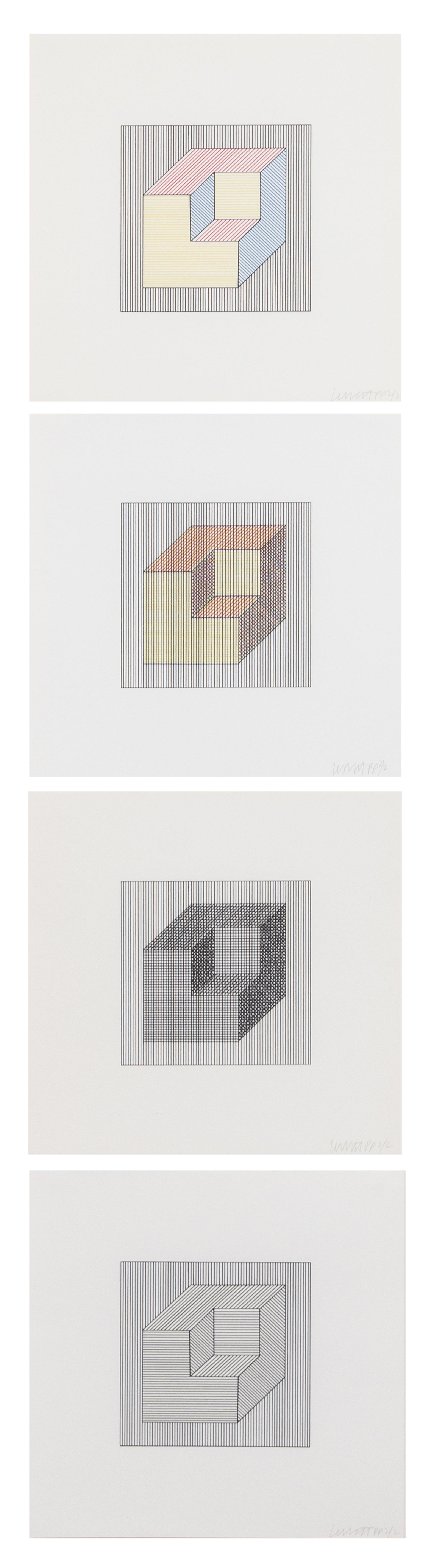 Sol LeWitt, (American, 1928-2007) , Twelve Forms Derived From a Cube, 1984 (complete portfolio of 48 screenprints with title and justif