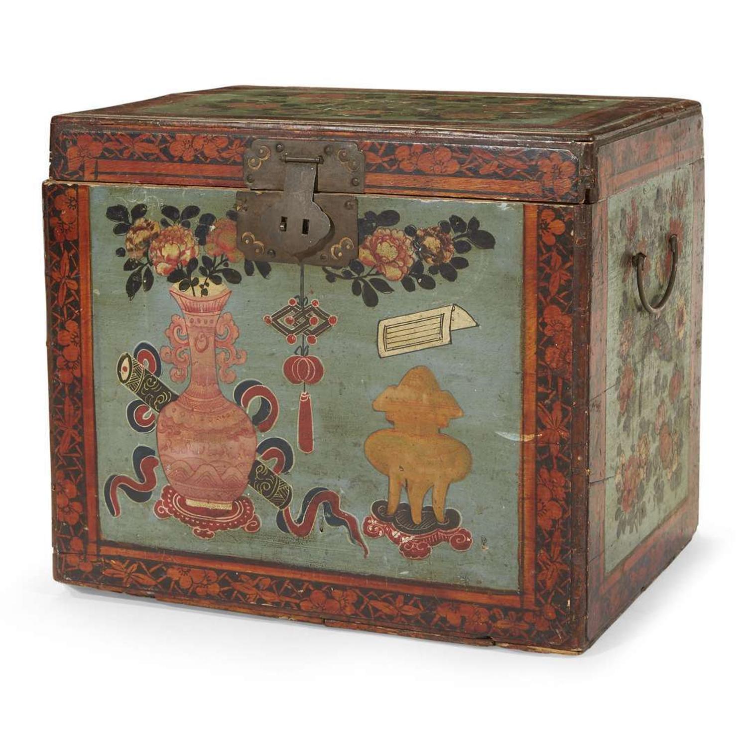 Chinese Export painted small chest mid-19th century