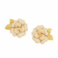 Van Cleef & Arpels, Diamond, Yellow Diamond, and Yellow Gold 'Gardenia' Earrings