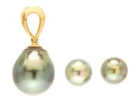A Collection of Yellow Gold and Tahitian Pearl Jewelry, 5.60 dwts.