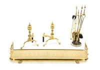 A Pair of Federal Style Brass Andirons, Height of first 19 1/4 inches.