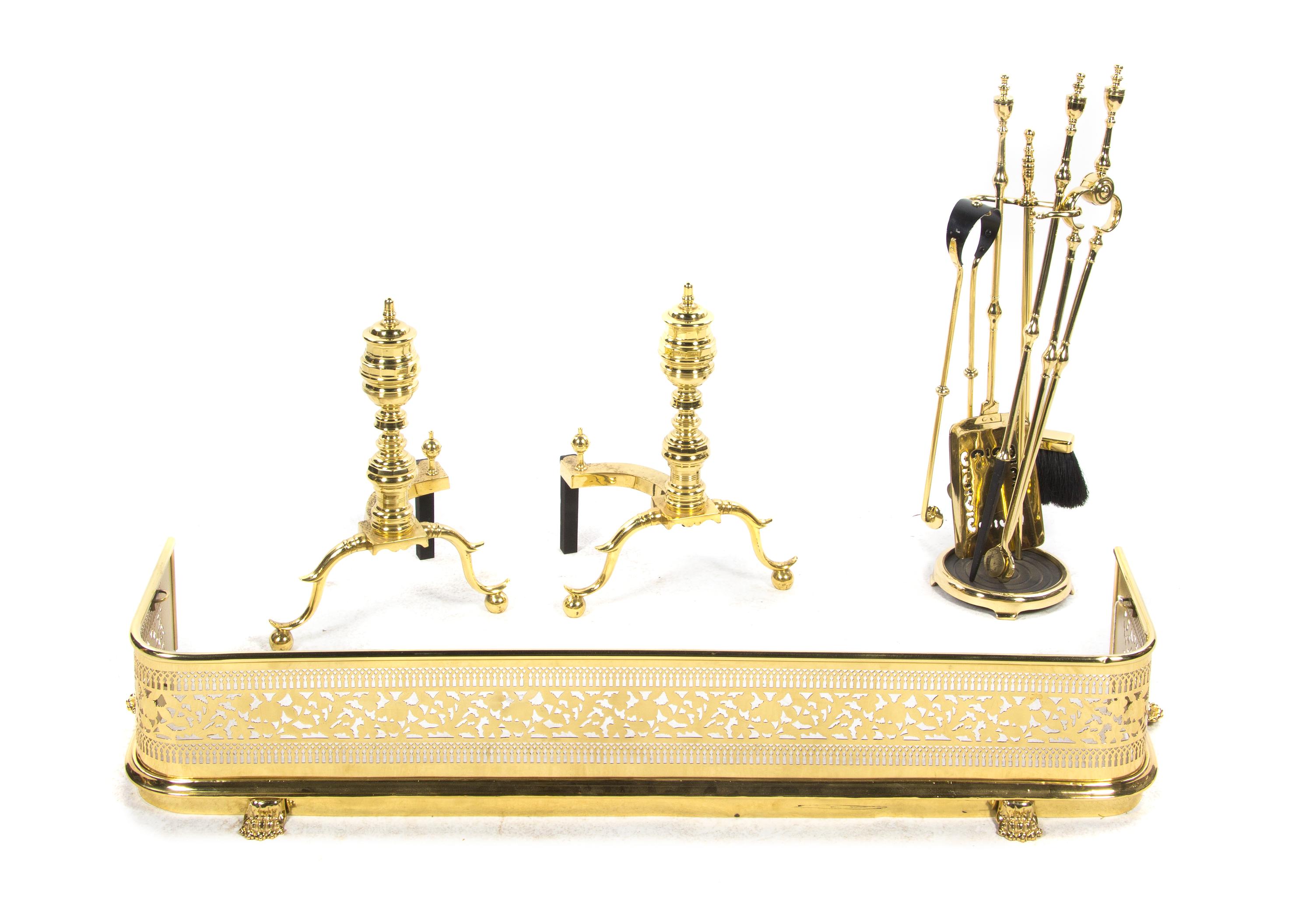 A Pair of Federal Style Brass Andirons, Height of first 19 1/4 inches.