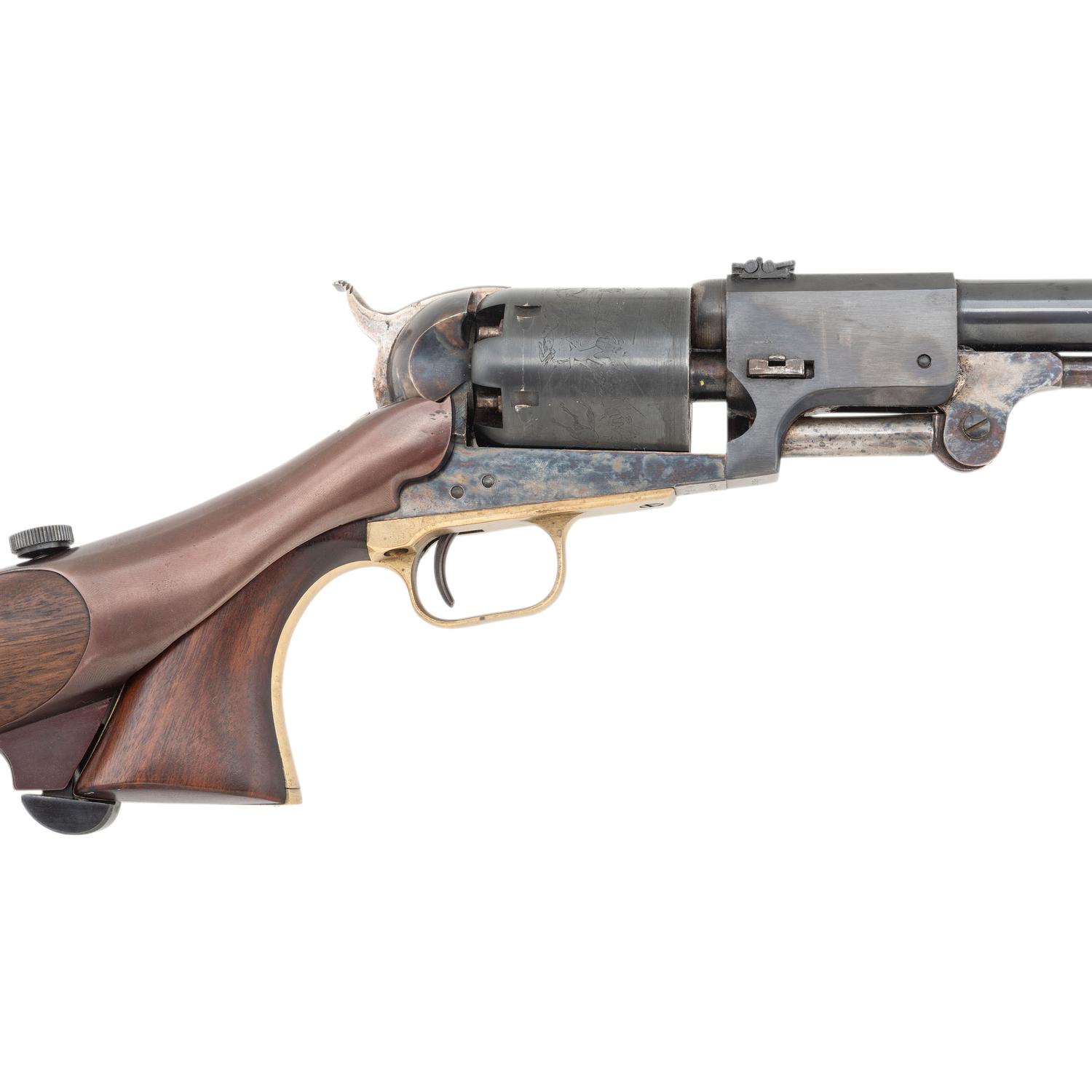 Replica Long Barreled Colt Dragoon Percussion Revolver with Shoulder Stock