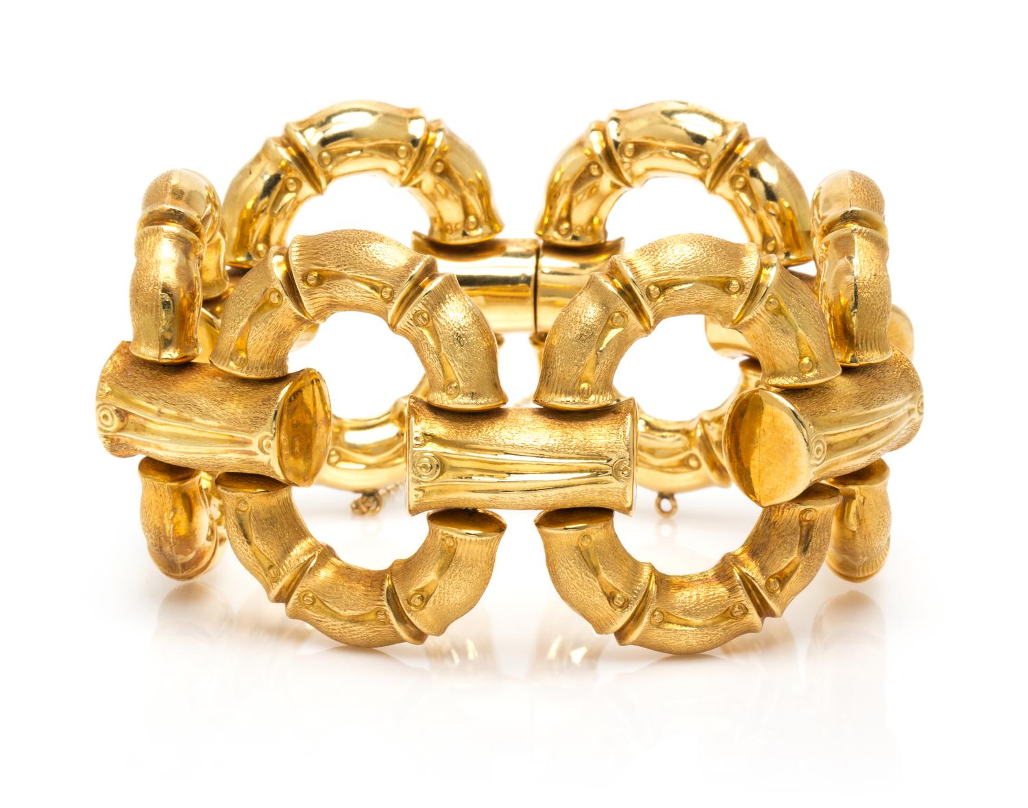 An 18 Karat Yellow Gold Bamboo Link Bracelet, 51.60 dwts.