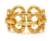 An 18 Karat Yellow Gold Bamboo Link Bracelet, 51.60 dwts.