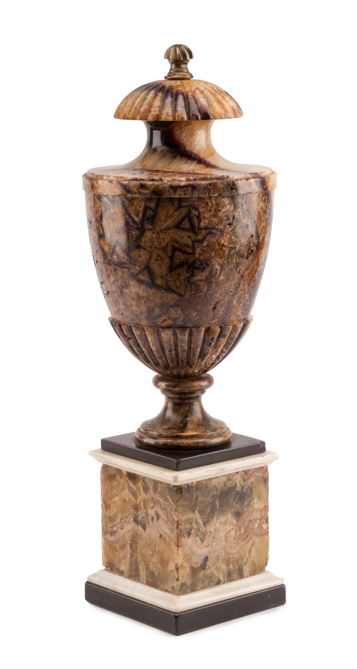 An English Blue John Urn Height 20 1/4 inches. — 19TH CENTURY