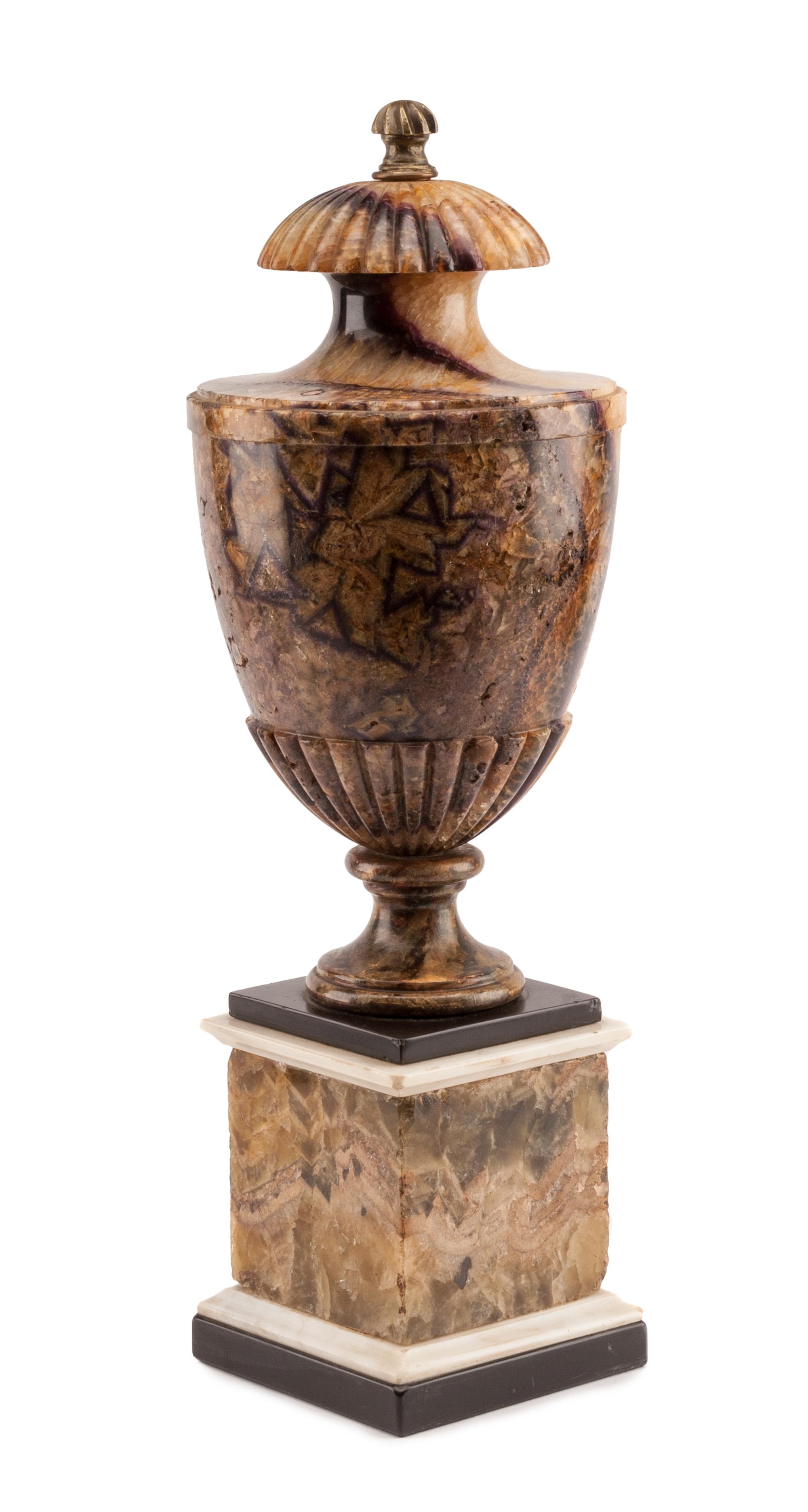 An English Blue John Urn Height 20 1/4 inches. — 19TH CENTURY