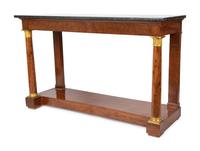 An Empire Style Gilt Bronze Mounted Mahogany Marble-Top Console Table — CIRCA 1840
