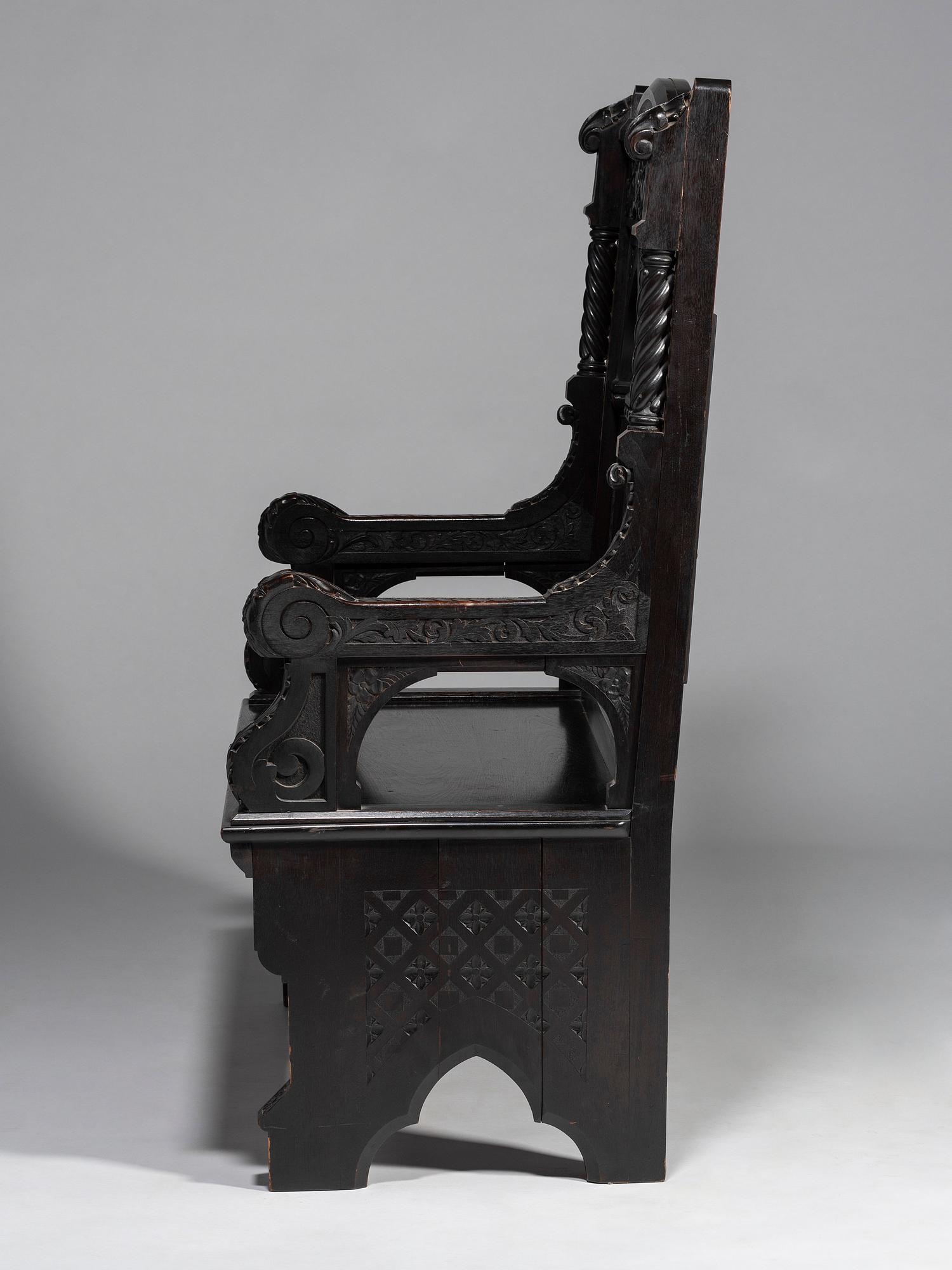 Cincinnati Art-Carved Bench with Inset Painted Panels, 1884