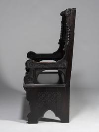 Cincinnati Art-Carved Bench with Inset Painted Panels, 1884
