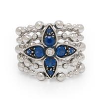 Sapphire, Diamond, and White Gold Ring