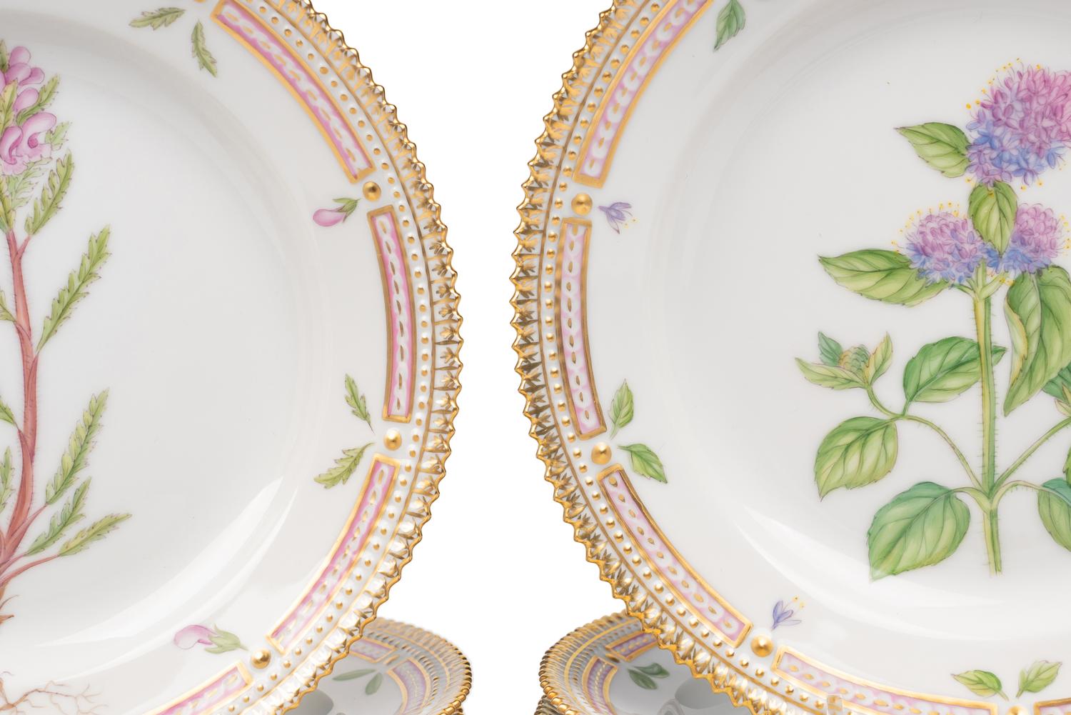 A Set of Twelve Royal Copenhagen Flora Danica Porcelain Salad Plates
