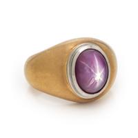 Star Ruby and Yellow Gold Ring