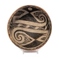 Ancestral Pueblo, Gila Polychrome Pottery Bowl, with Birds