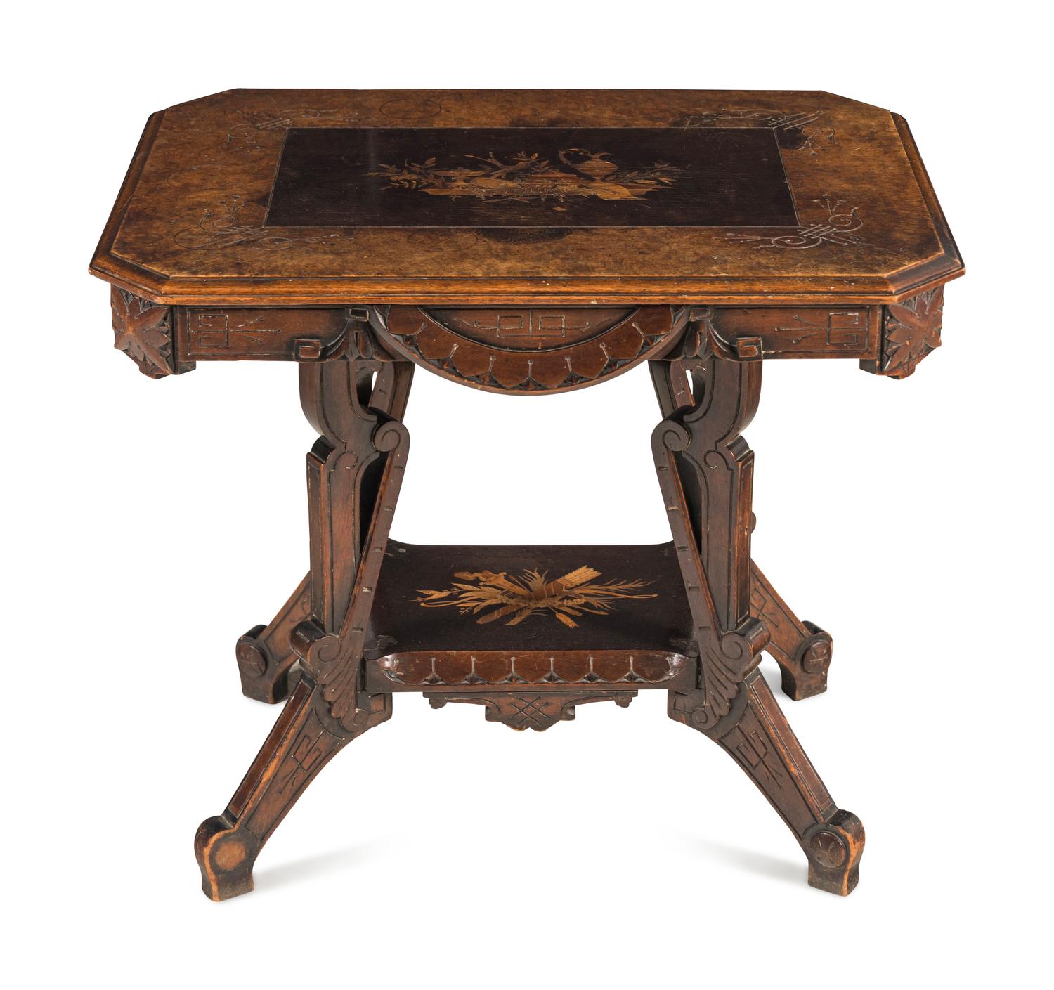 A Victorian Walnut and Marquetry Side Table