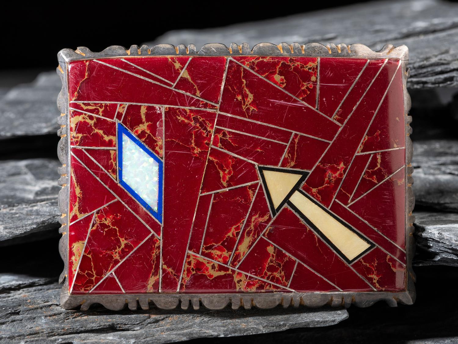 Sterling Silver and Channel Inlay Belt Buckle