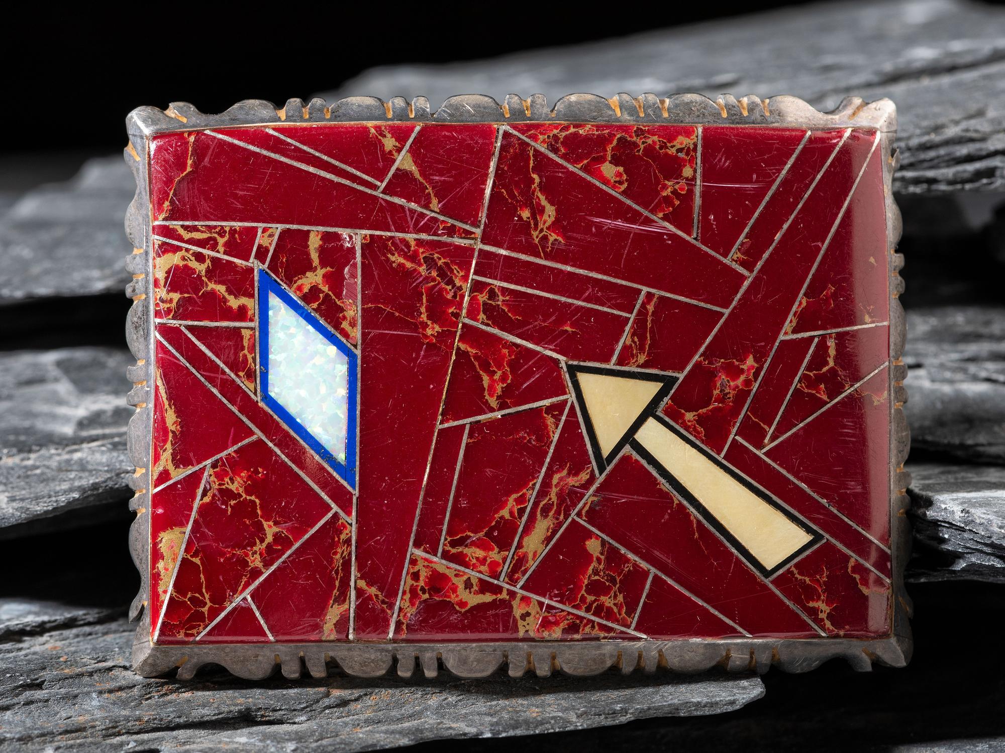 Sterling Silver and Channel Inlay Belt Buckle