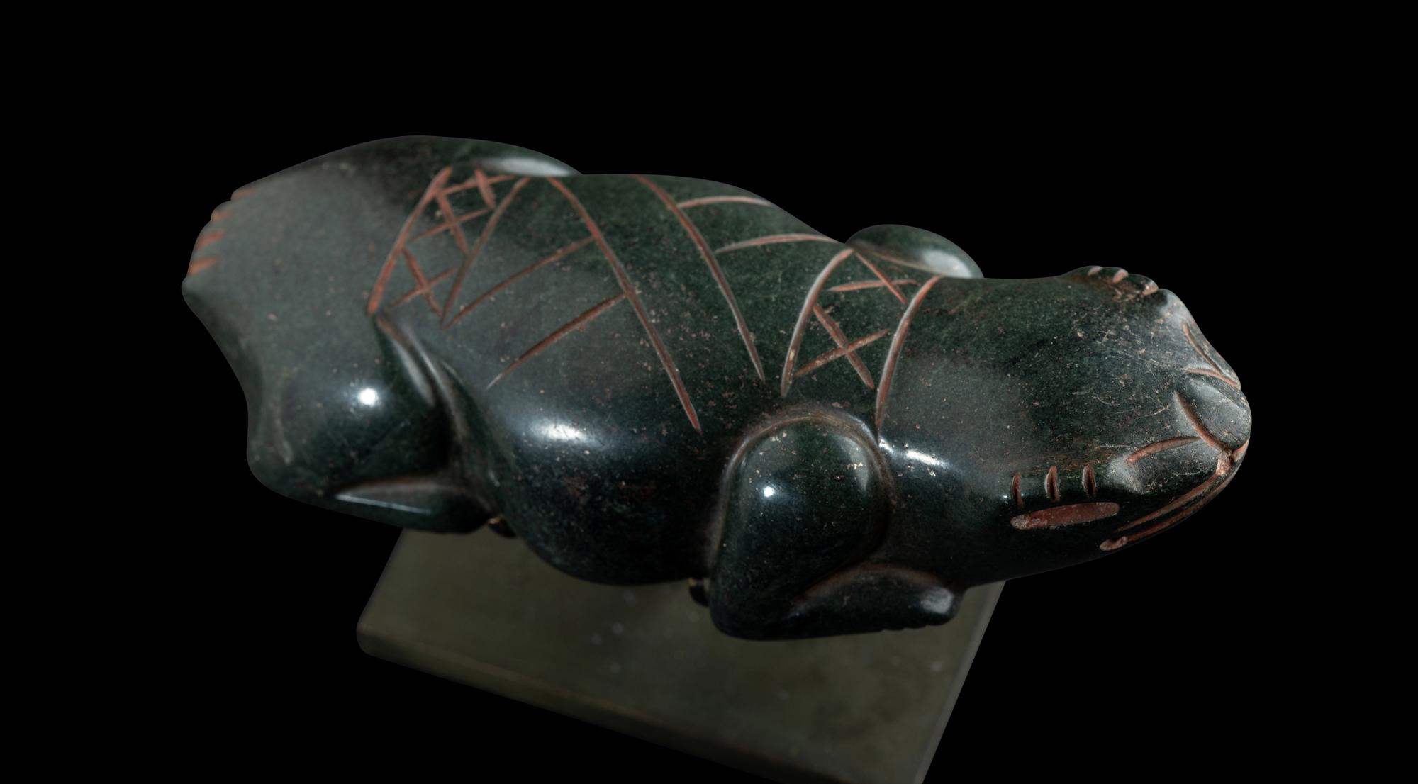 An Olmec Jade Reptile with Glyph
