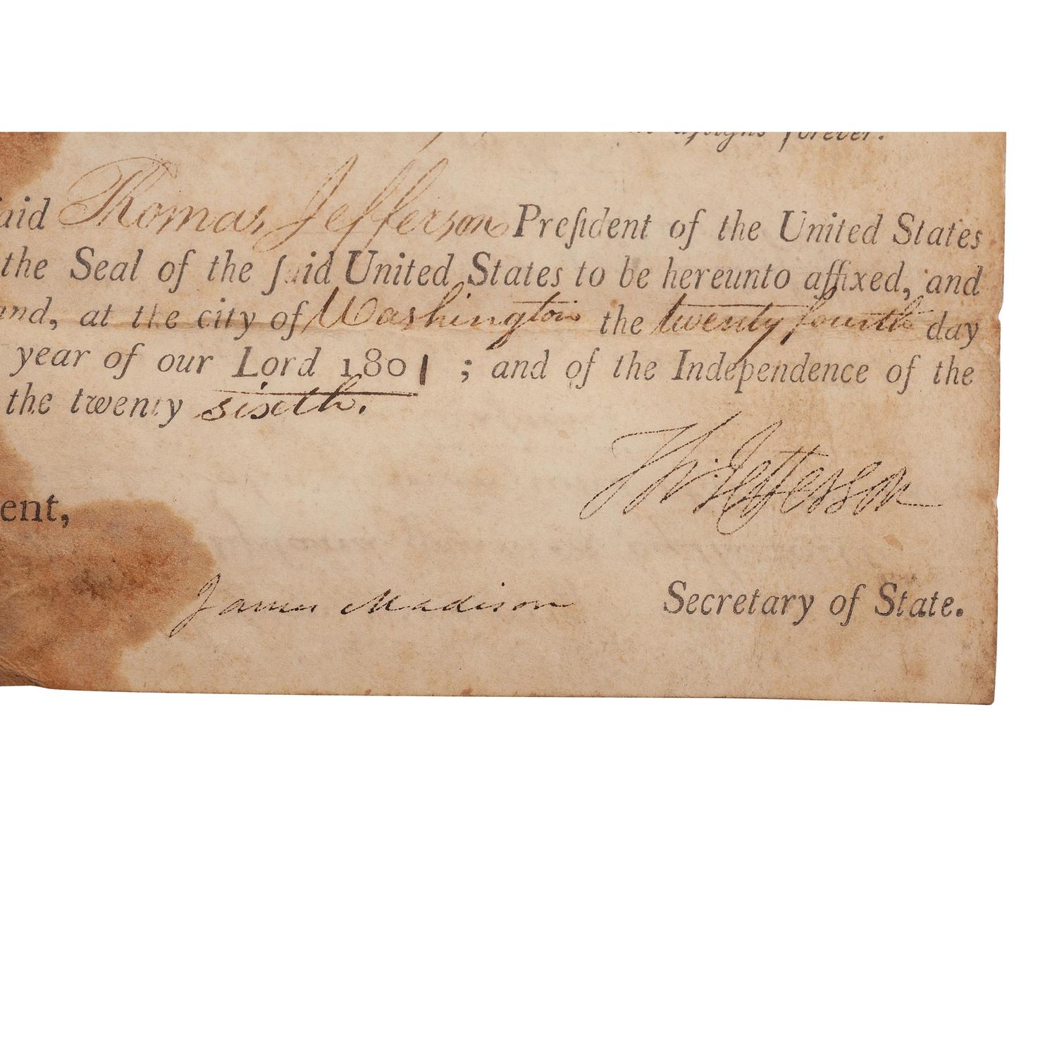 JEFFERSON, Thomas (1743-1826). MADISON, James (1751-1836). SMITH, Robert (1757-1842).