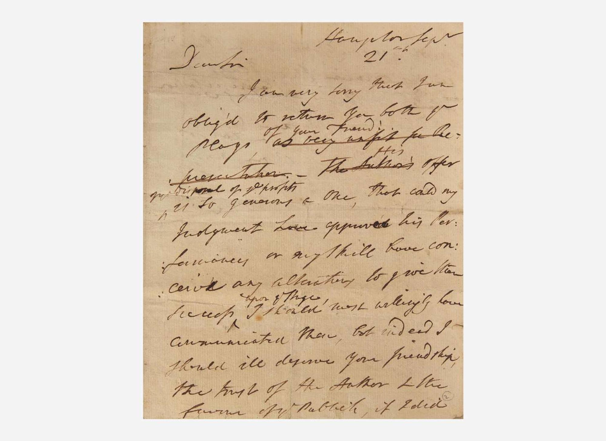 [Drama] [Garrick, David] [Burke, Edmund]: Draft Autograph Letter, initialed