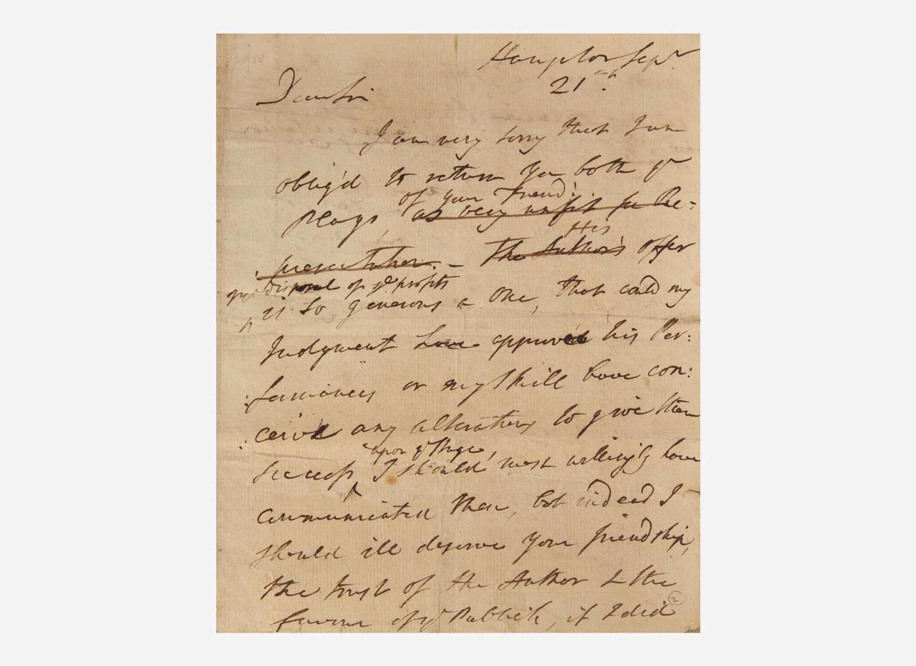 [Drama] [Garrick, David] [Burke, Edmund]: Draft Autograph Letter, initialed