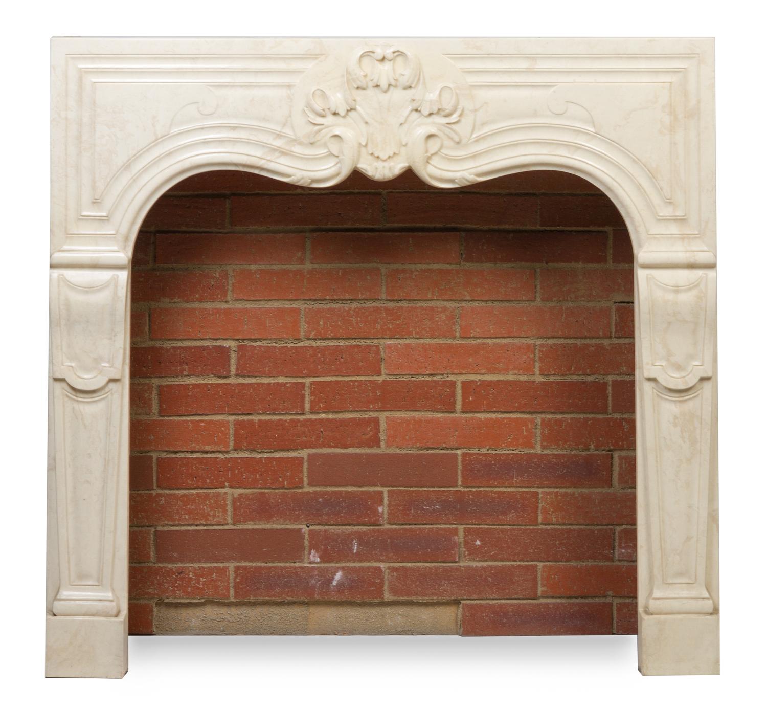 A Simulated Marble Mantel Height 41 1/2 x width 44 inches.