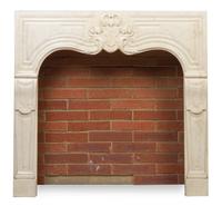 A Simulated Marble Mantel Height 41 1/2 x width 44 inches.