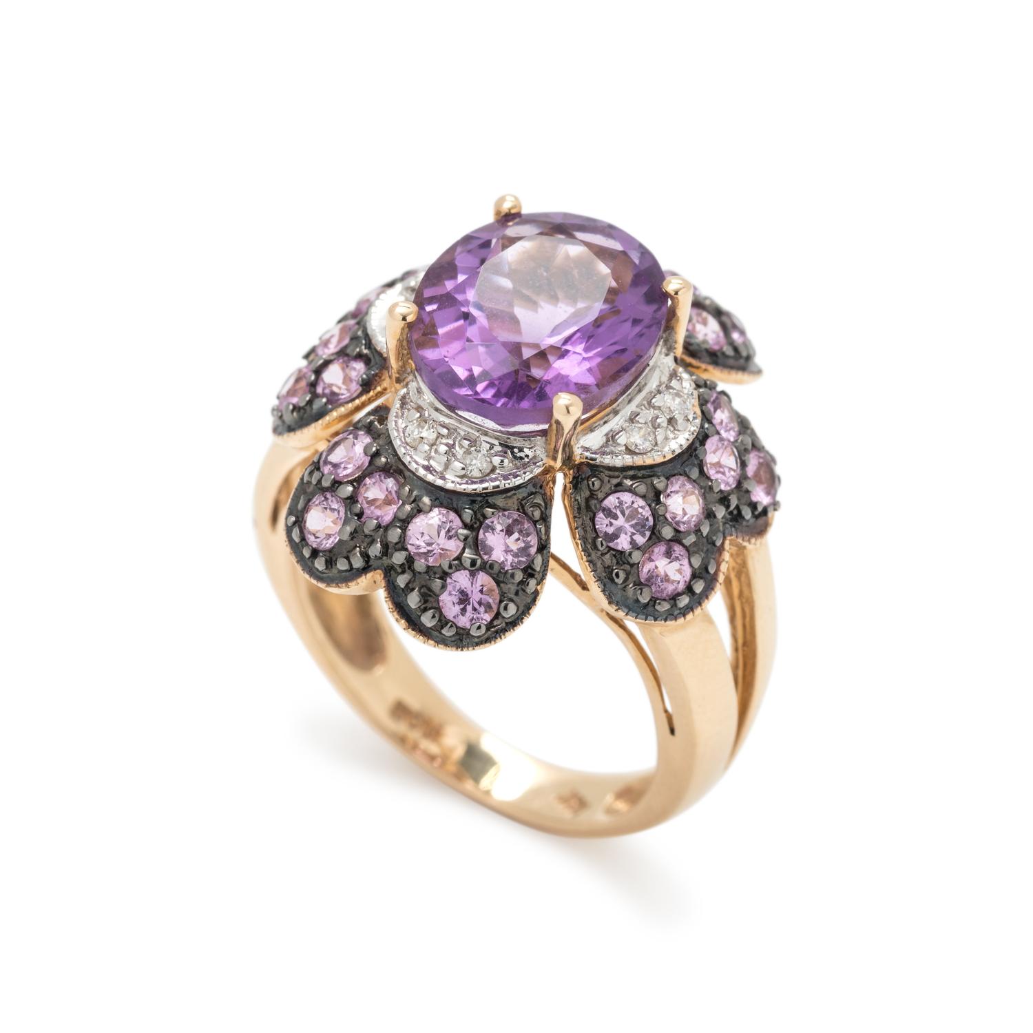 AMETHYST, PINK SAPPHIRE AND DIAMOND RING