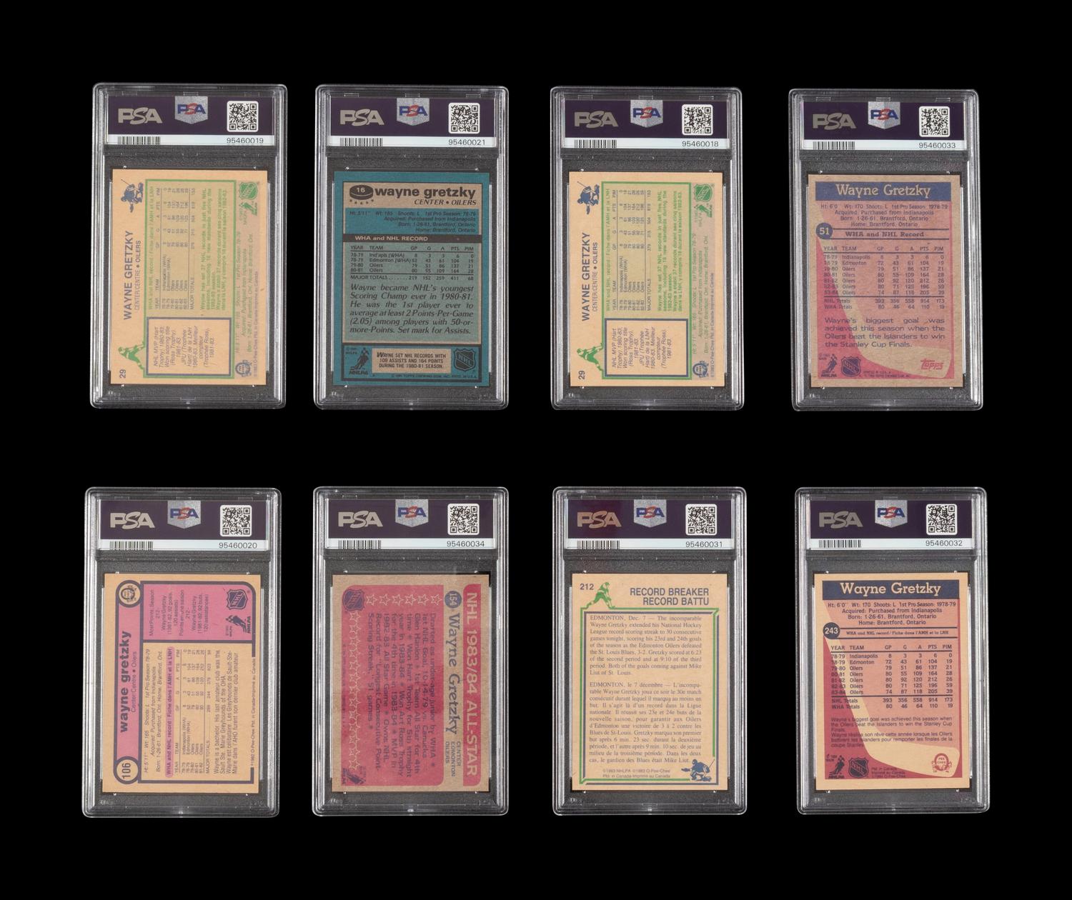 A Group of Wayne Gretzky PSA Graded Hockey Cards