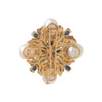 SAPPHIRE, DIAMOND AND CULTURED PEARL PENDANT/BROOCH