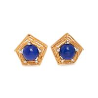 YELLOW GOLD, LAPIS LAZULI AND DIAMOND EARCLIPS