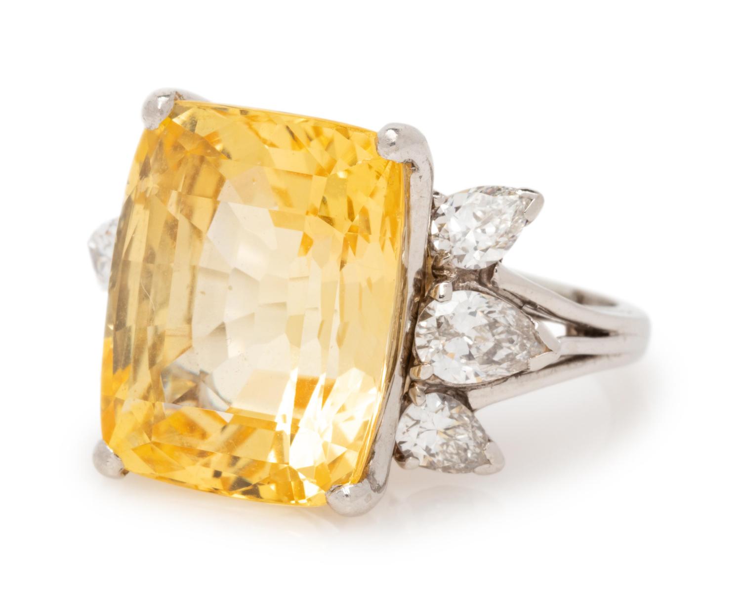 Ceylon Yellow Sapphire and Diamond Ring