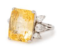 Ceylon Yellow Sapphire and Diamond Ring
