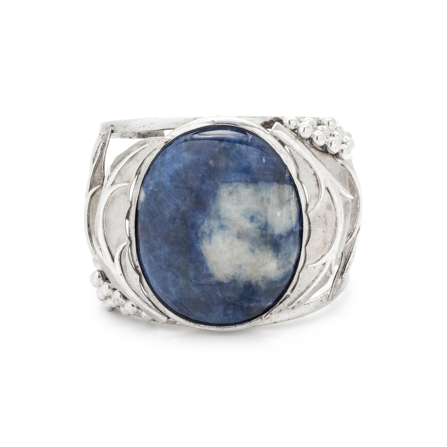 STERLING SILVER AND SODALITE CUFF BRACELET