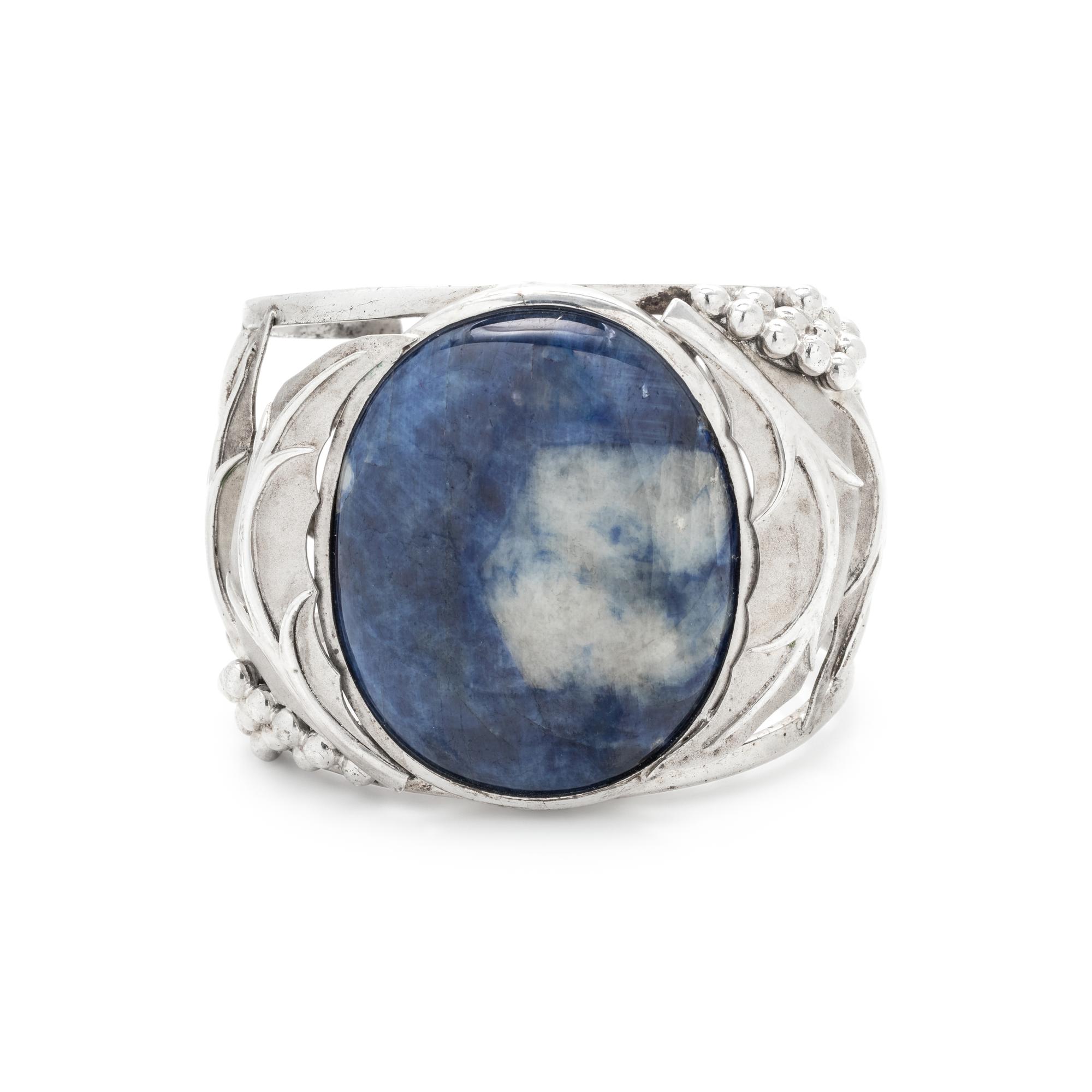 STERLING SILVER AND SODALITE CUFF BRACELET
