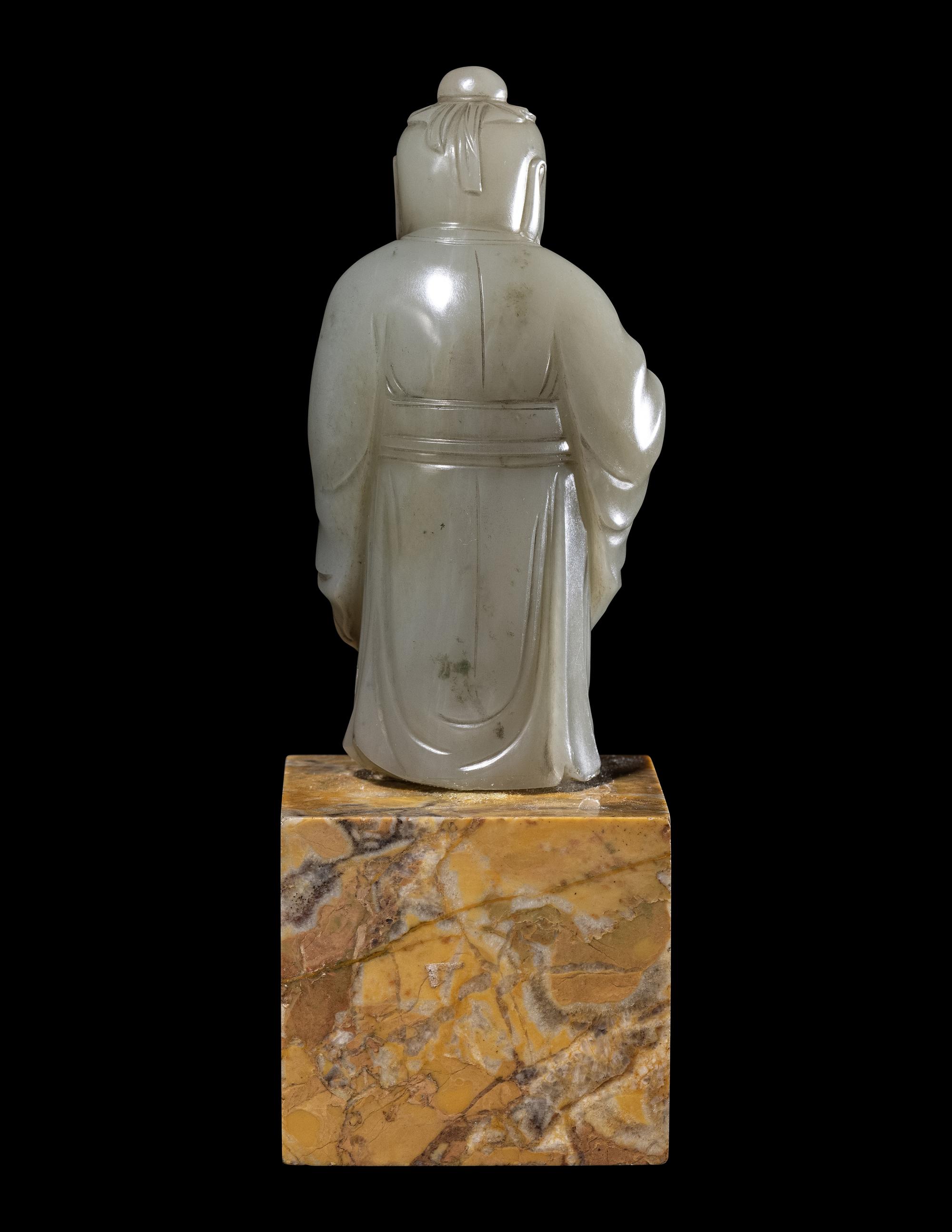 A Chinese Celadon Jade Figure of Shoulao