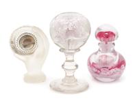 A Group of Three Glass Articles Height 4 inches