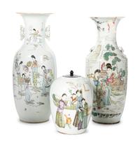 Two Chinese Famille Rose Porcelain Vases and A Baluster Jar