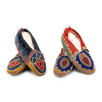 Delaware Beaded Hide Moccasins, with Ribbonwork
