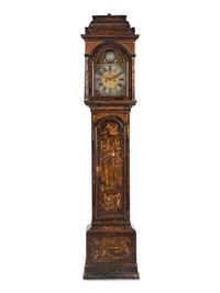 A George I Black and Gilt-Japanned Oak Tall Case Clock