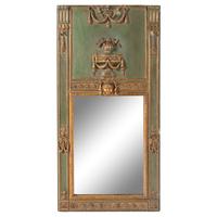 A Louis XVI Style Painted and Parcel Gilt Trumeau Mirror