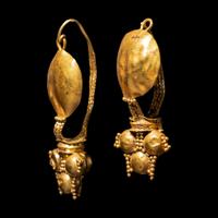 A Pair of Romano-Syrian Gold Hoop and Dome Earrings