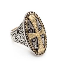 A Sterling Silver and 18 Karat Yellow Gold Ring, Konstantino, 17.80 dwts.