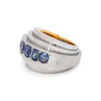 SUZANNE BELPERRON, PALLADIUM, YELLOW GOLD AND SAPPHIRE 'STEPPED MODEL' RING