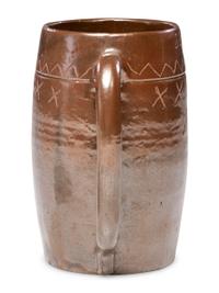A Heavily Incised Albany Slip-Glazed Stoneware Beer Mug