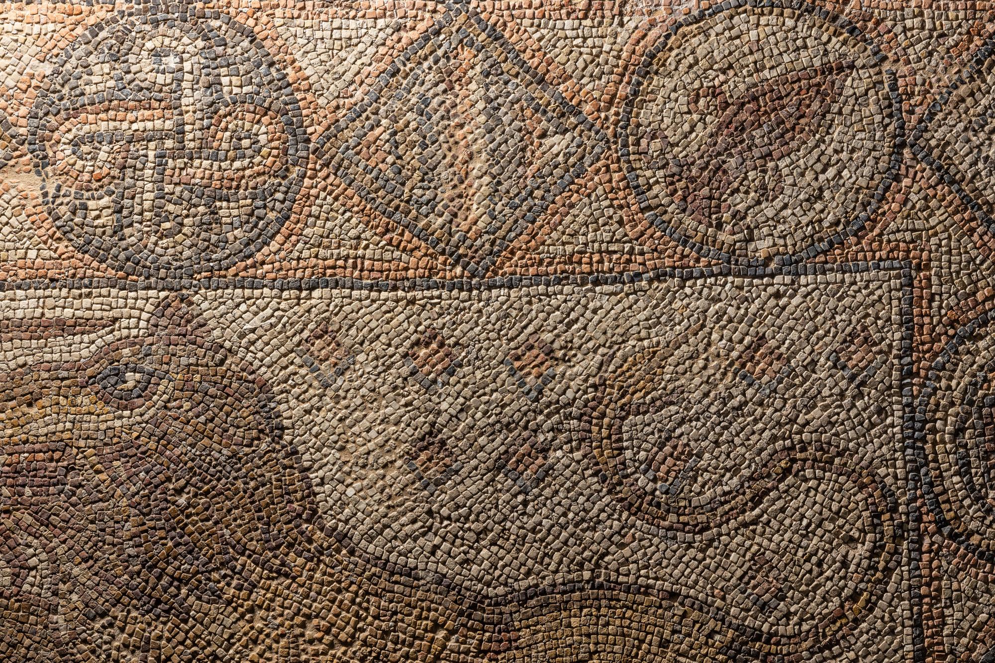 A Late Roman Stone Mosaic of a Lion Hunting Prey