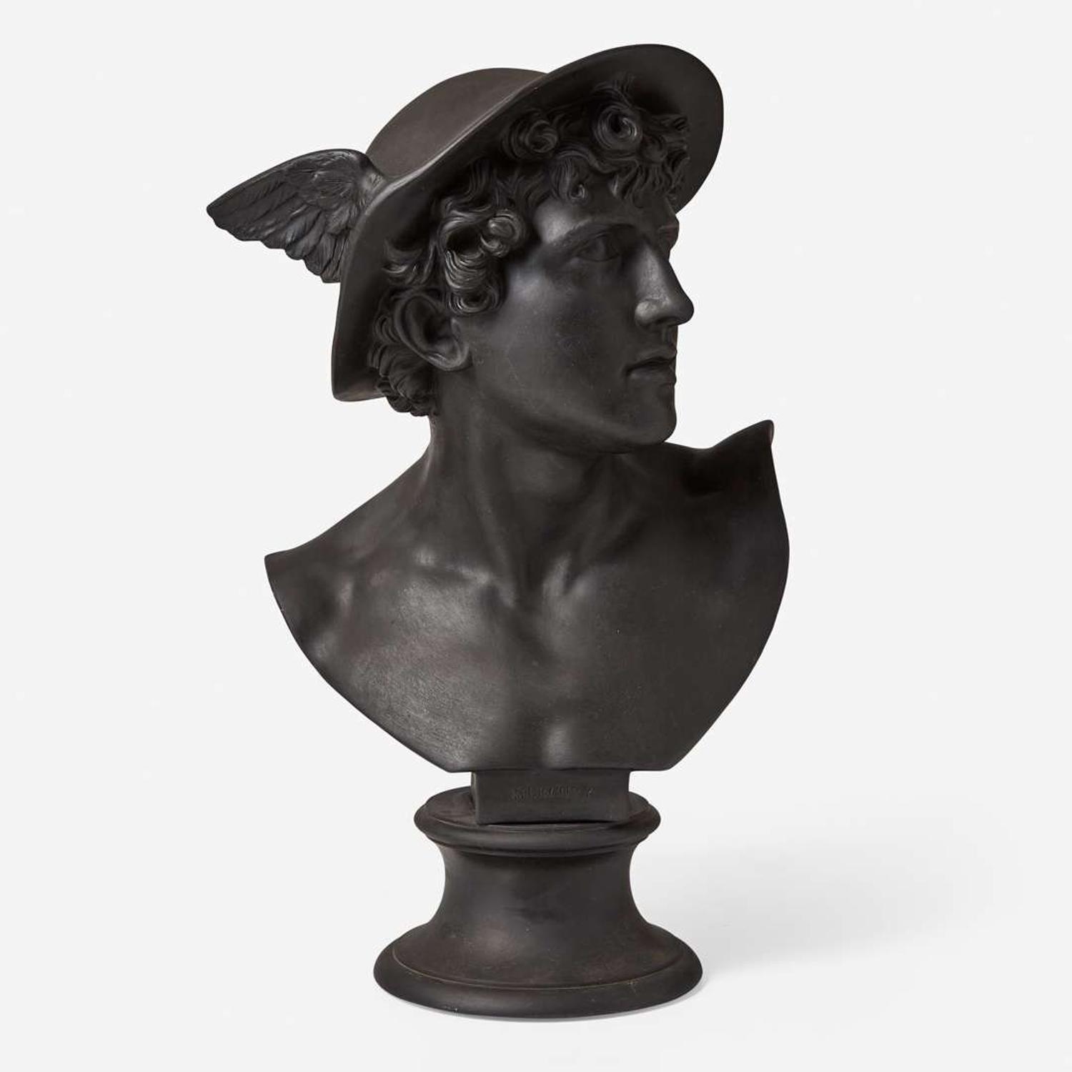 A Pair of Wedgwood Black Basalt Library Busts UK, early 19th century