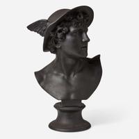 A Pair of Wedgwood Black Basalt Library Busts UK, early 19th century
