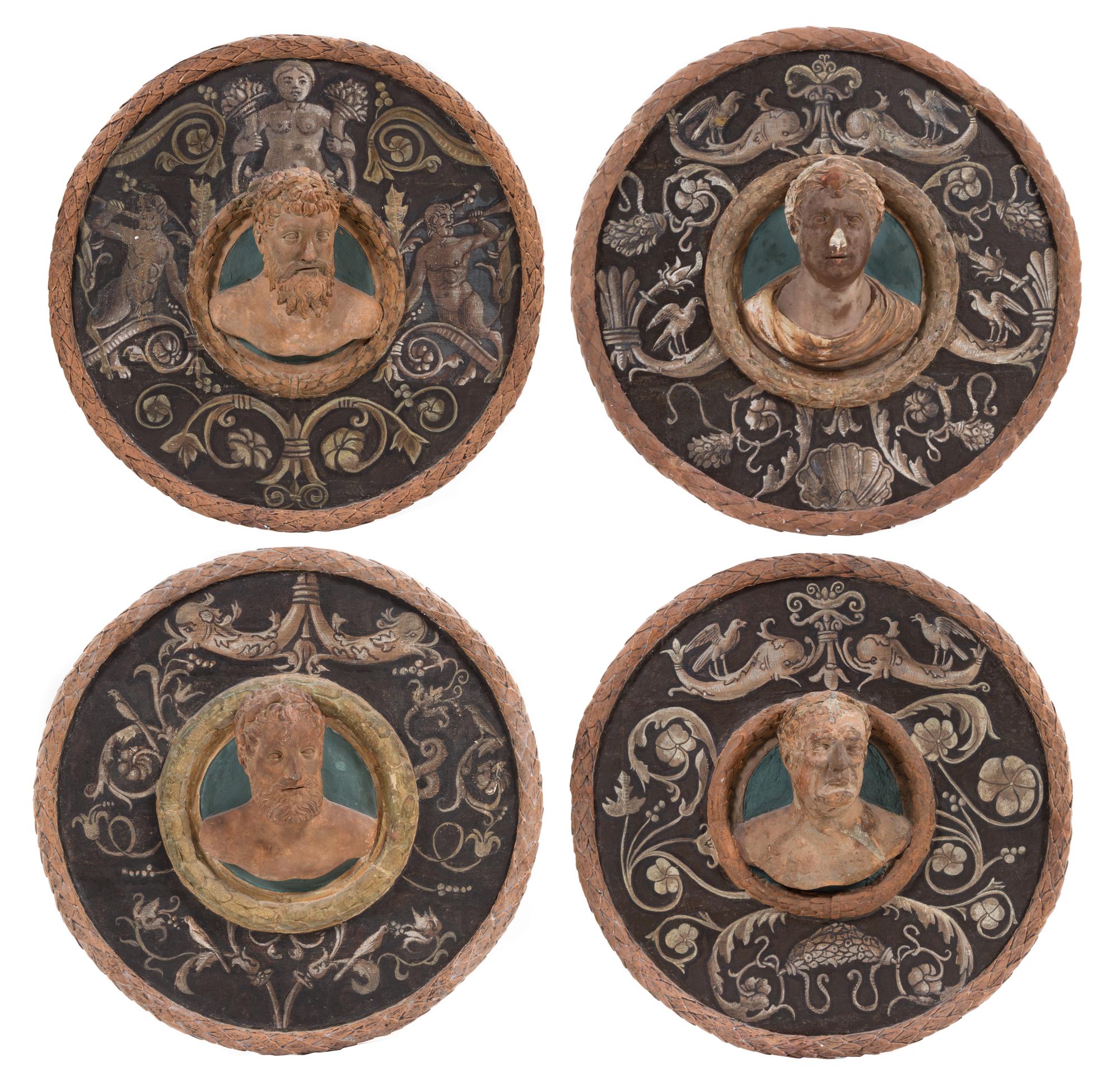 A Set of Four Italian Renaissance Style Plaster Roundels Diameter 27 inches. — 20TH CENTURY