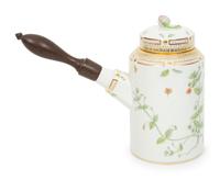 A Royal Copenhagen Flora Danica Porcelain Chocolate Pot with Five Cups and Three Saucers